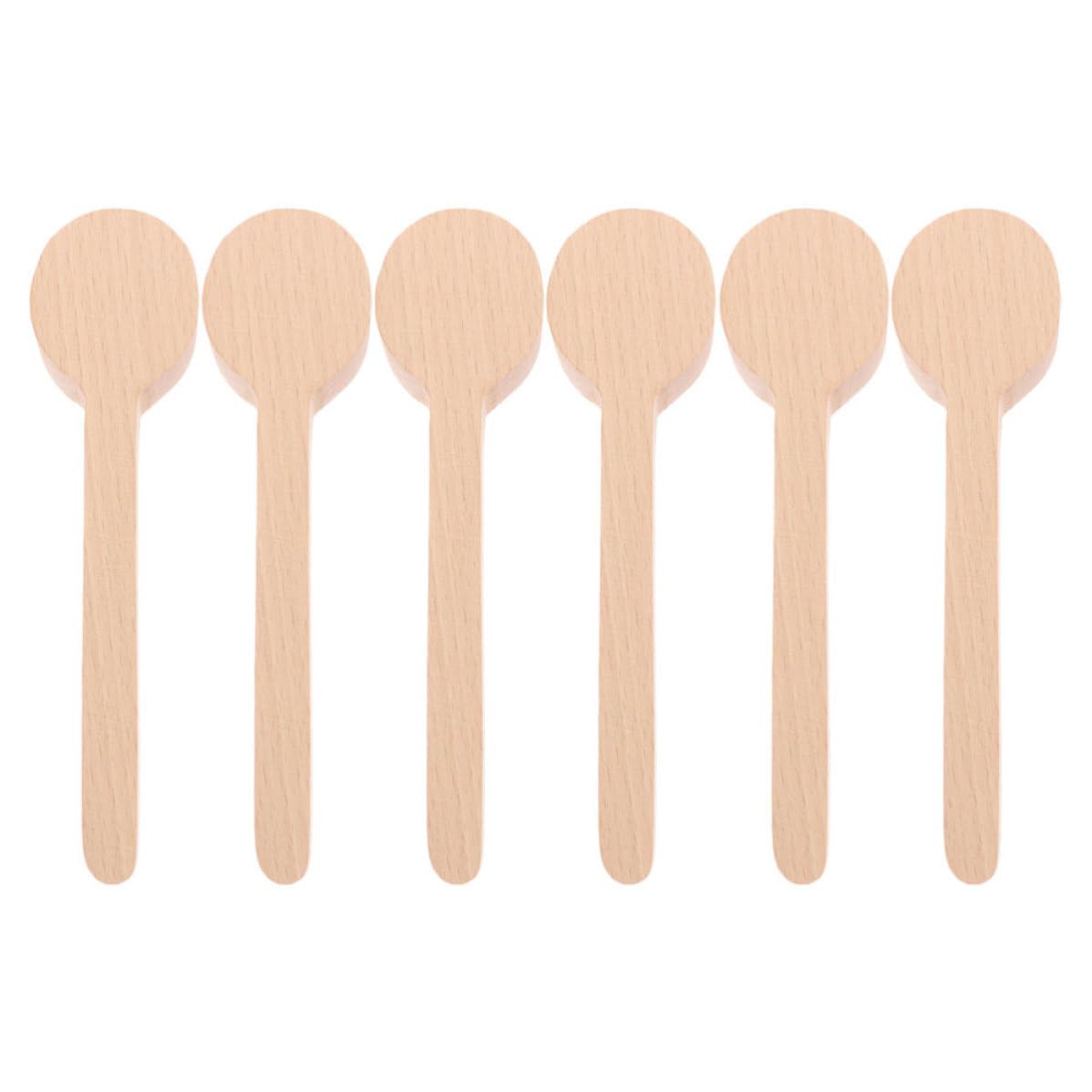 Cucharas de madera versátiles y hechas a mano, pack de 6 unidades naturales de material beige