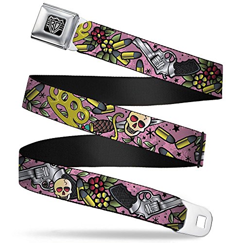 Cinturón de seguridad con hebilla Born to Raise Hell Cloose-Up Rosa de 1.5 pulgadas ajustable