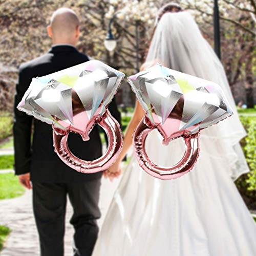 Binaryabc Diamond Ring Foil Balloon,Valentine's Day Wedding Bridal Shower Anniversary Engagement Party Decoration,2Pcs(Rose Gold) #TOP1