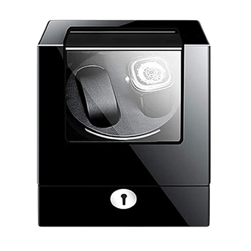 Caricatore Automatico per Orologi Scatola Carica Orologi per 2 Orologi Automatici Legno Vernice Laccata Effetto Pianoforte Esterno Adattatore e Motore Silenzioso Alimentato a batte