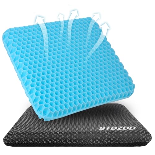 BTDZDD Gel Seat Cushion, Orthopaedic Double Layer Thickening Seat Cushion with Non-Slip Fabric Cover, Breathable Chair Cushion, Gel Cushion, Seat Cushion for Office Chair, Kitchen Chair, Wheelchair,