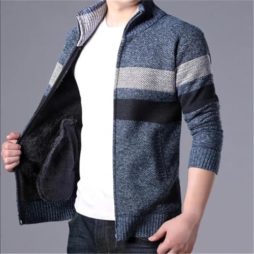 Kelsiop Men's Knitted Zipper Cardigan Sweater Stand Neck Casual Fall Winter Warm Long Sleeve Outerwear3