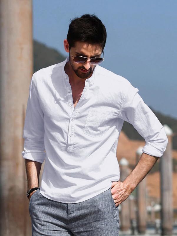 Be Active Men's Solid Regular (Rf0003 10-L_White L)