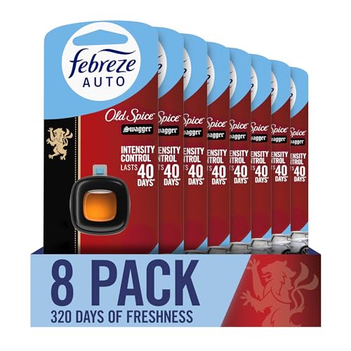 Febreze AUTO Air Freshener, Odor-Fighting Automotive Vent Clip, Old Spice Swagger Scent, 8 Count