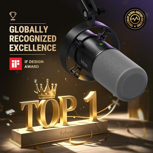 Image of FIFINE K688 Podcast Microphone Kit, USB /XLR Dynamic Microphone with Boom Arm for PC /XLR Mixer, Gaming Mic with Mute Button, Headphone Jack for Vocal, Voice-Over, Streaming, Music Recording -K688CT