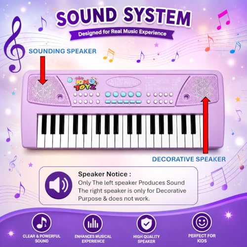 Image of Kids Piano Keyboard with Mic | 37 Keys, 8 Rhythms, 8 Tones & 6 Demo Songs | Electronic Musical Toy for Boys & Girls Age 2-5 | Educational & Recording Keyboard for Beginners -(Purple)