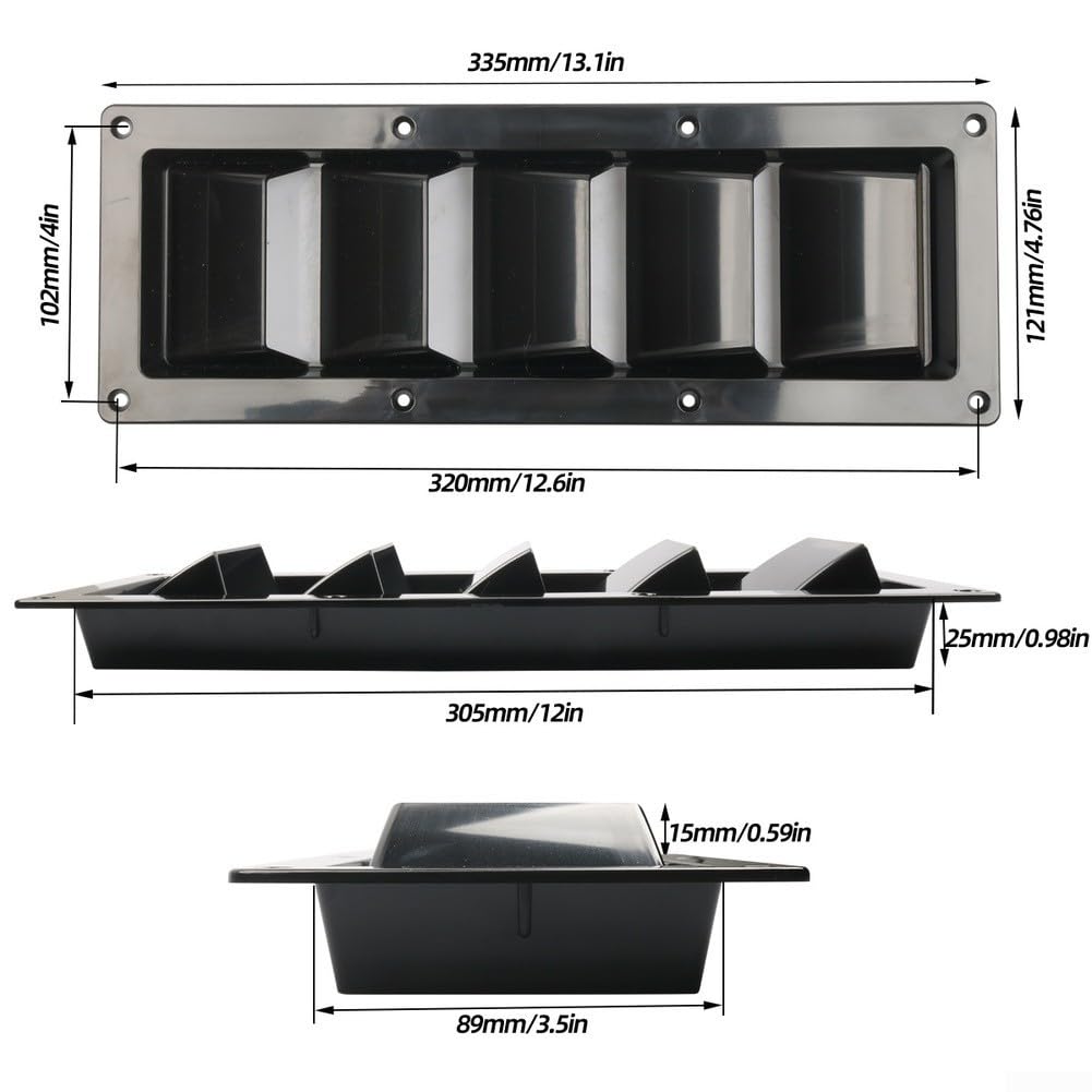 Lüftungsgitter 5-Schlitze Schwarz für weiß ABS mit Insektenschutz für Wohnmobil Boot Außenbereich für robuste Belüftung(White 2pcs)
