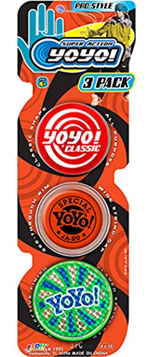 JA-RU Yoyo Professional Bundle Yo-Yos Set (1 Pack of 3) Quality Fun Fidget Toys for Kids and Adults Stoking Stuffers Filler Party Favors in Bulk...