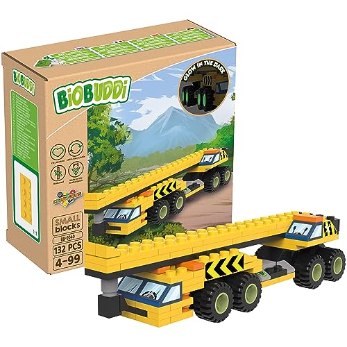 BIOBUDDI Creations | Schwerlastkran mit Kran & Ausleger, Reifen leuchten im...