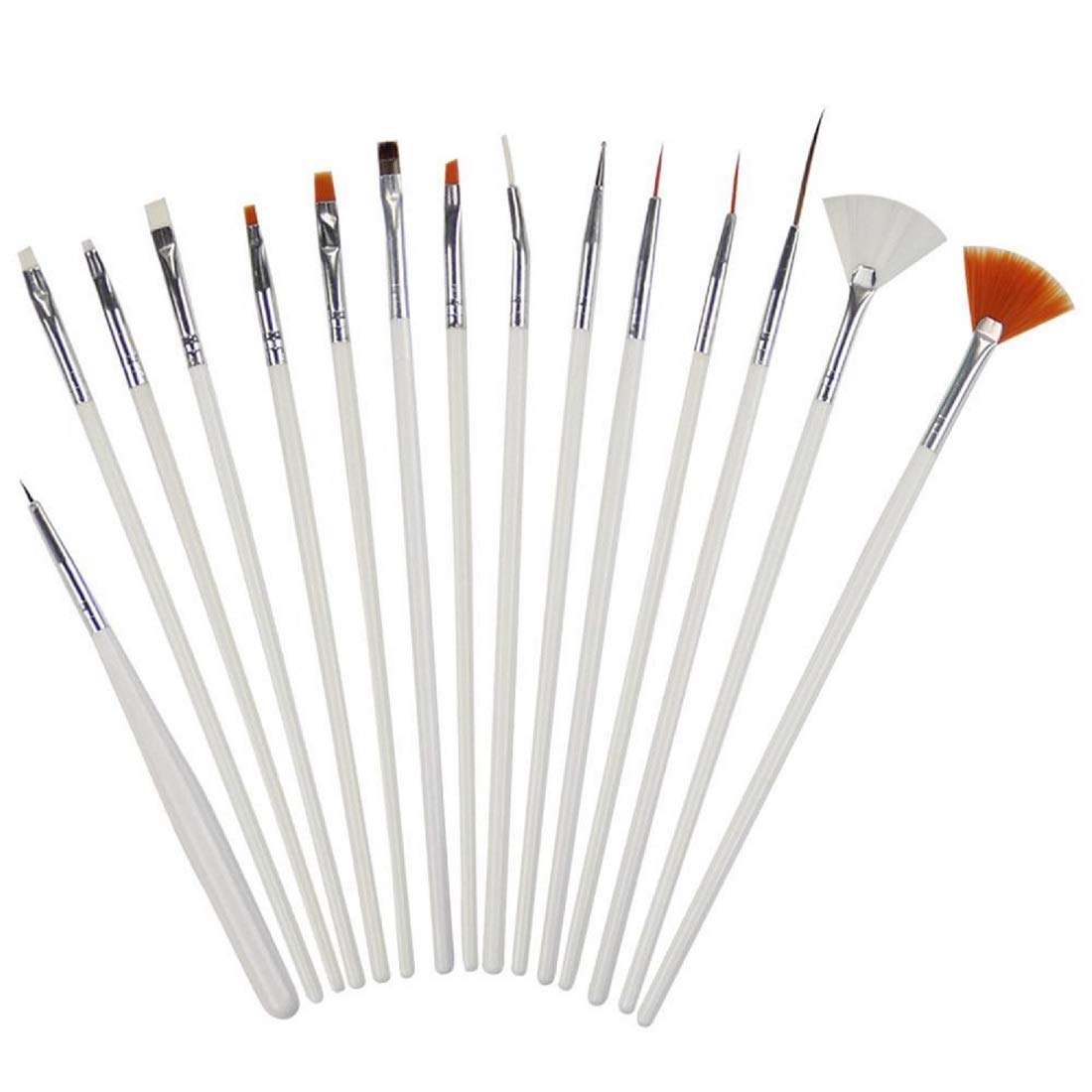 FAIRY FIRST UV Gel Acrylic Nail Painting Brushes/Drawing Pen/Nail Art Design Painting Tool Pen Polish Nail Brush Set Of - 15 Pieces - White-image-40