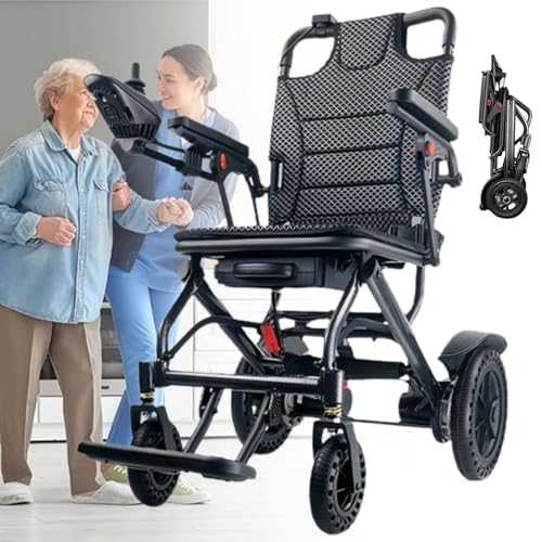 Silla de ruedas eléctrica, ligera, plegable y motorizada para adultos, portátil, de 360 ​​W, con batería extraíble, todoterreno.