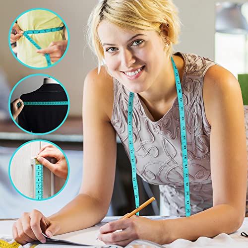 FF Elaine 24 Pcs Double-Scale 60-Inch/150cm Soft Tape Measure Ruler Bulk for Sewing Tailor Cloth Weight Loss Medical Body Measurement Sewing Supplies Knitting Projects - 6 Colors