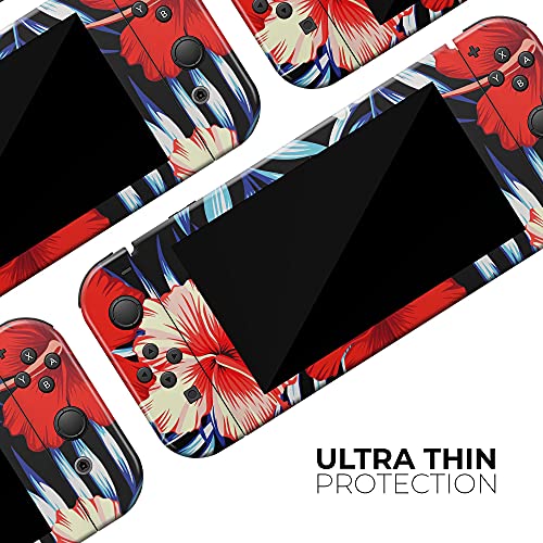 Design Skinz - Compatible With Nintendo Wii - Skin Decal Protective Scratch-Resistant Removable Vinyl Wrap Cover - Vivid Tropical Red Floral V1 #TOP4