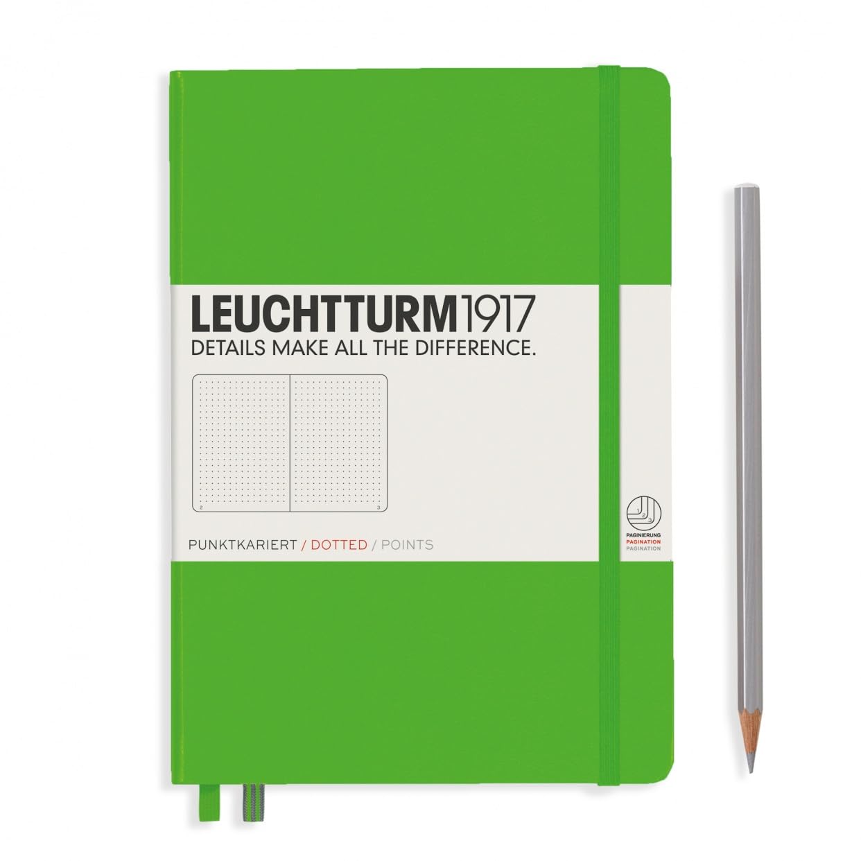LEUCHTTURM1917 - Notebook Hardcover Medium A5-251 Numbered Pages for Writing and Journaling (Fresh Green, Dotted)