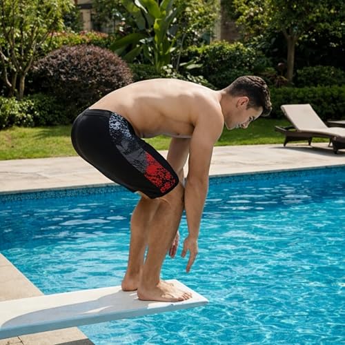 Image of LIMEE Men's Swimming Shorts | Quick Dry Stretch Swim Trunks with Drawstring | Lightweight Breathable Beach Wear, Pool, Gym & Running Shorts
