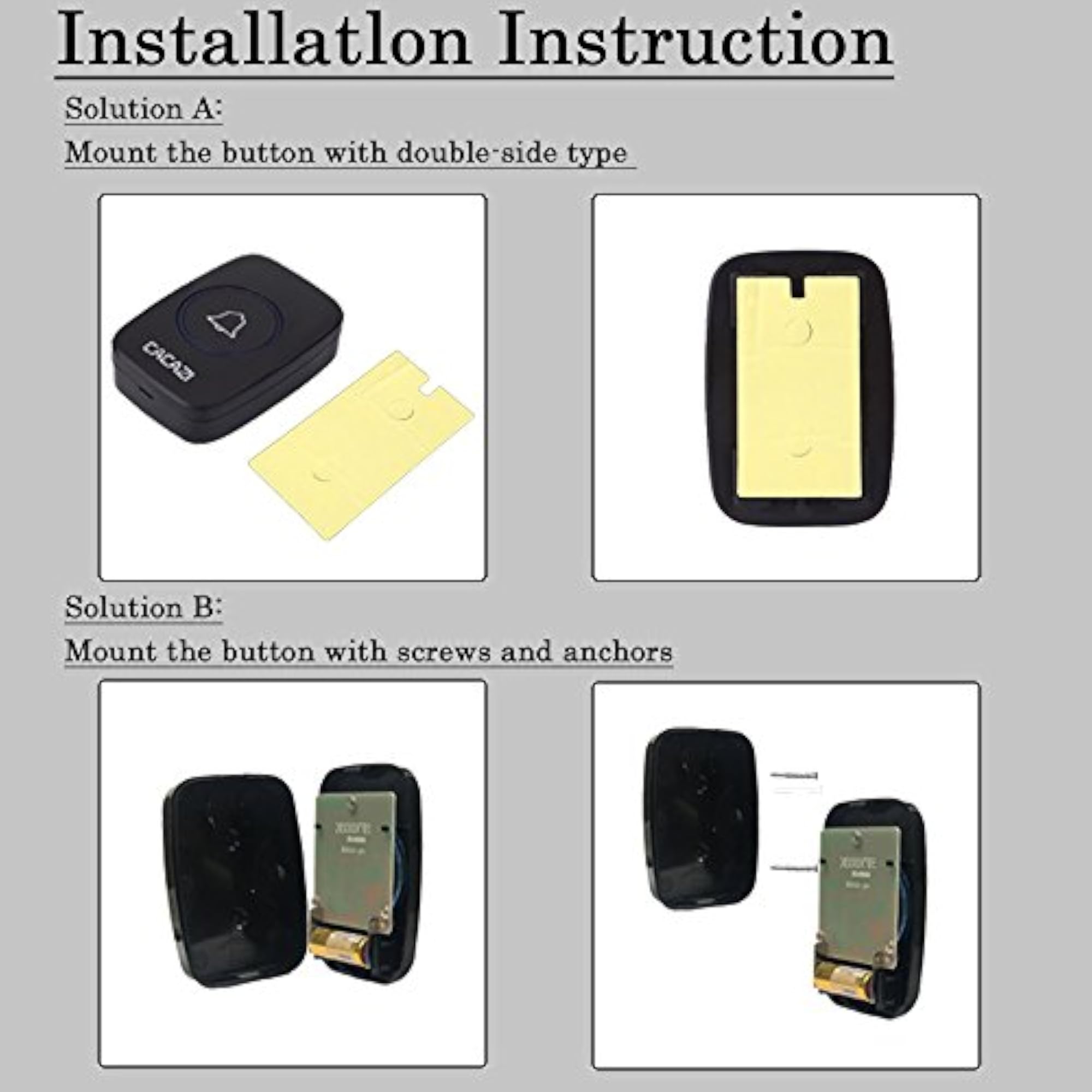 Wireless Doorbell Kit with Waterproof Push Button