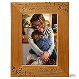 Love Between a Grandmother & Grandson is Forever, Engraved Natural Wood Photo Frame Fits 5x7 Vertical Portrait for Grandma, Grandparent's Day, Best Grandma Ever, Grandmother Gifts