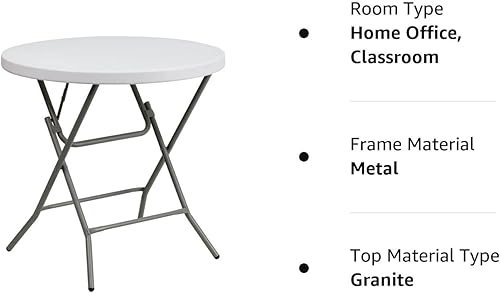 Miniatura 10 de Flash Furniture Elon Mesa plegable redonda de plástico blanco granito de 2.63 pies, color blanco