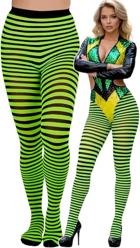 Image of ToBeInStyle Women's Thin Horizontal Stripe Opaque Tights Pantyhose - Regular or Plus