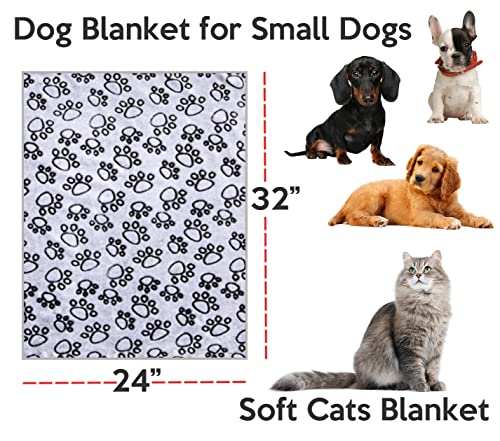 Stuffed Premium Soft Dog Blanket, with Flannel Grey Cute Paw Prin - Image 6