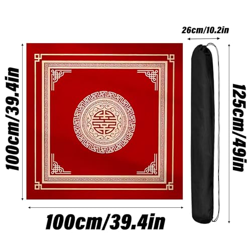 Tapete grueso para Mahjong con bolsa y dados, 100x100cm miniatura 6