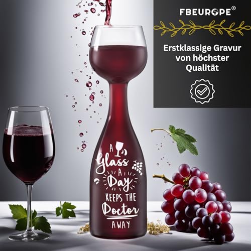Foto von fbeurope Geschenkidee Geschenke für frauen Weingläser Glasweinflasche 750 ml Lustige Geschenke Weinliebhaber Männer Mama Weinglas Geschenke teenager Freundin geschenk wichteln