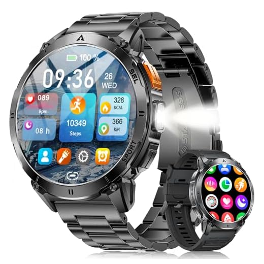 LIGE Militaire Montre Connectée Homme avec 1.62'' AMOLED Écran/LED Lampe/730mAh Batterie,Smartwatch Homme avec 100+ Modes Sportifs,24/7 Moniteur de Fréquence Cardiaque et Sommeil pour Android iOS