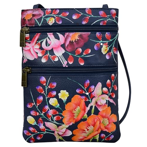 Image of Anuschka Women's Leather Crossbody Bag - Hand-Painted Genuine Leather Handbag with Pockets for Everyday Use - 448