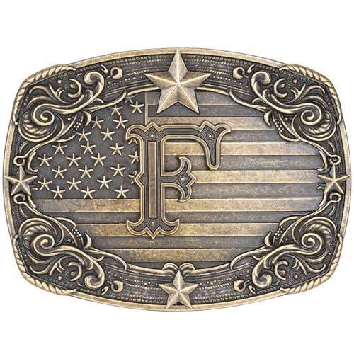 Image of Western Belt Buckle for Men Women Initial Letter A to Z Cowboy Belt Buckle Texas Buckle hebillas vaqueras para hombre