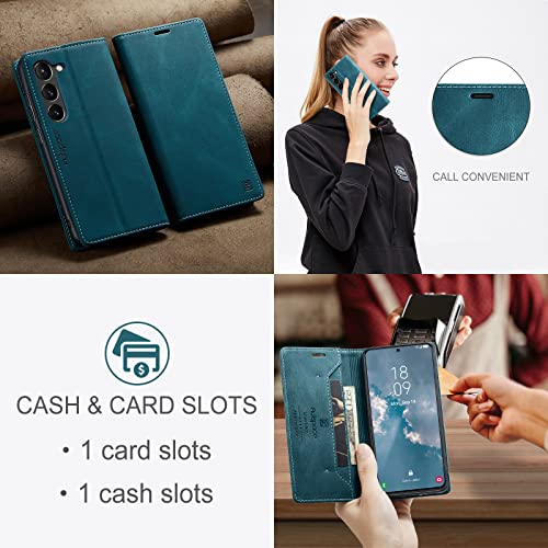 Haii Case For Galaxy S23 Case,Pu Leather Folio Flip Wallet Case With [Rfid Blocking] Card Holster Kickstand Magnetic Closure Shockproof Phone Cover For Samsung Galaxy S23 5G 2023 (Teal) #TOP6