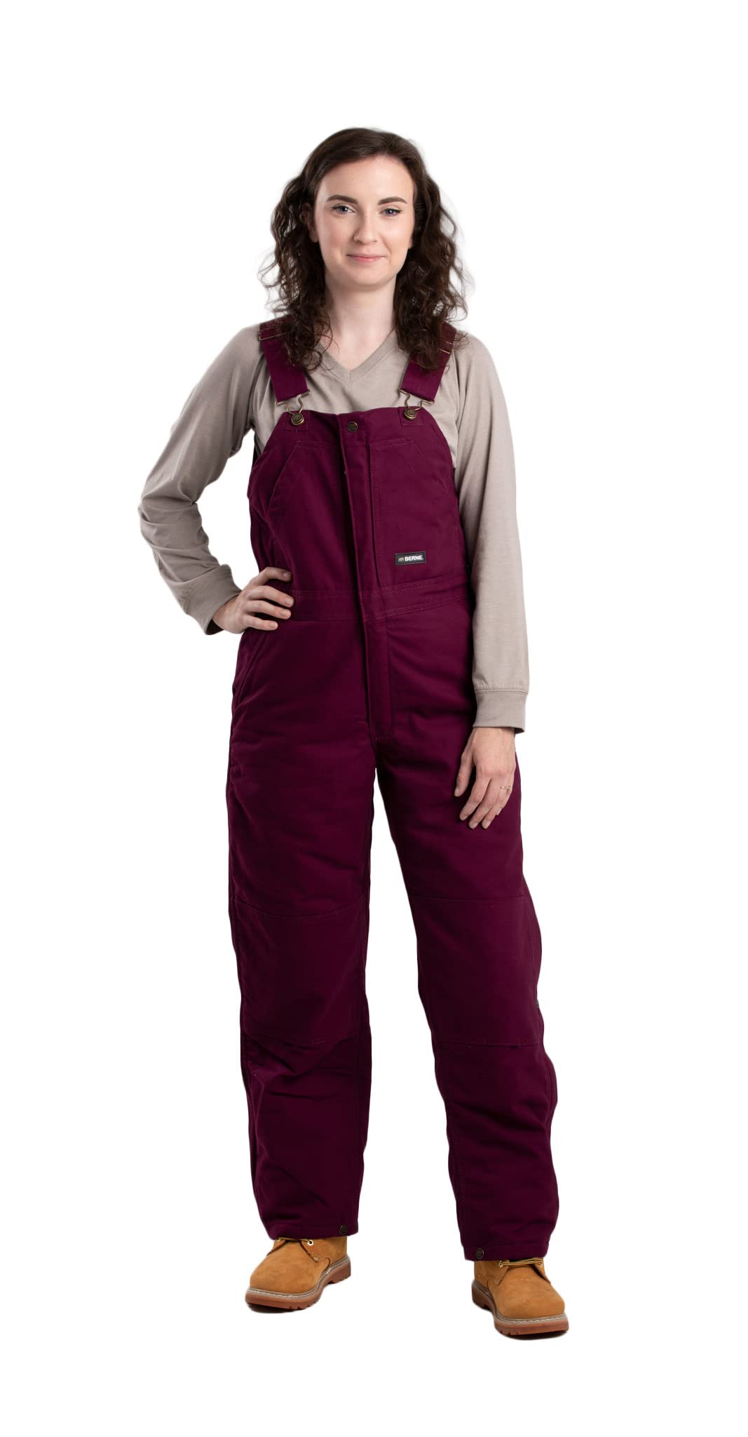 Berne Women's Washed Insulated Bib Overalls Regular Plum LR