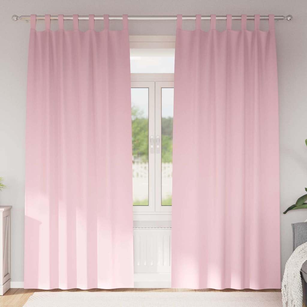 Cortinas opacas con anillas rosa bebé, 260 x 140 cm, 2 unidades, poliéster, para salón, dormitorio, habitación infantil, con ojales y trabillas para protección visual y protección solar