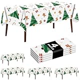 CXPSINC 4 Pack Disposable Christmas Plastic Tablecloth - Christmas Table Cover...