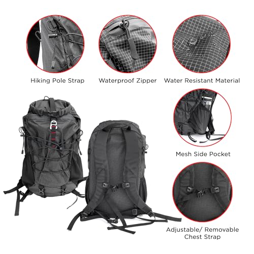 Mochila de senderismo ultraliviana 25L para hombre y mujer azul miniatura 3