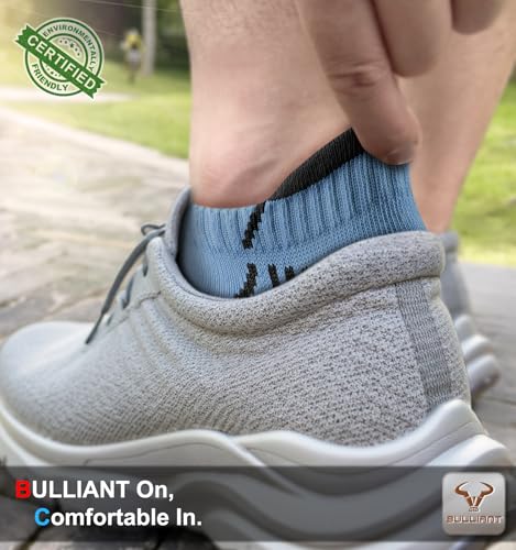 Image of BULLIANT Men Running Ankle Socks 6Pack-Cushioned Support-Low Cut No Show | Fully Terry Sole | Arch Support | Seamless Toe Closure | Moisture-Wicking Breathable Mesh | Reinforced Heel&Toe