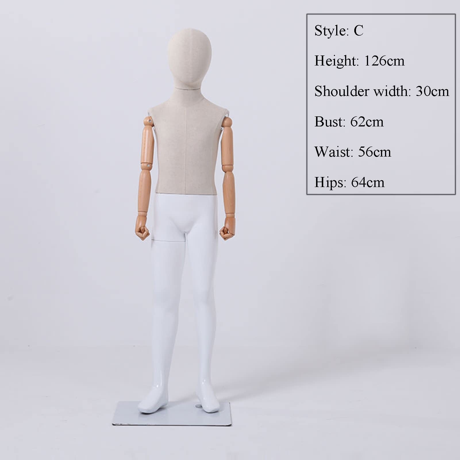 Mannequin Torso 4-8 Years Old Boy Girl Clothing Display Props Shop Window Whole Body Dummy Manikin with Solid Wood Arm 3 Models 2 Colors