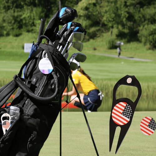 2 Pcs Golf Divot Repair Tool Divot Tool and Ball Marker, Gift Ideas Golf Multitool for Men Golfers (Flag) - Image 5