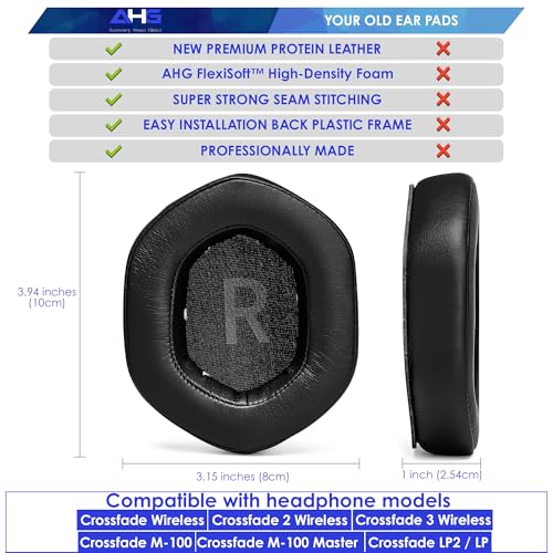 Almohadillas de repuesto premium para auriculares Crossfade Wireless compatibles con V-Moda Crossfade 3 Wireless y Master miniatura 4
