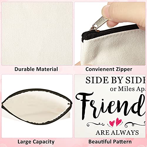 Xuniea 8 Pieces Friendship Gift Friend Makeup Bags Friendship Cosmetic Bags Portable Cosmetic Pouch Toiletry for Women Valentine Gift Makeup Travel Retirement Birthday Anniversary(Warm Pattern)4
