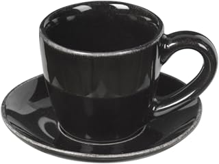 broste Copenhagen Nordic Coal 14533464 - Tazza da caffè con piattino in gres...