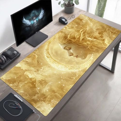 Mouse Pad Woman Gaming Mouse Pad Yellow Computer Desk Mat Keyboard Mat with Stitched Edges Waterproof Anti-Slip Rubber Base Smooth Surface PC for Home Office Accessories, Gifts 48 x 24 in PjY9918 I-Z