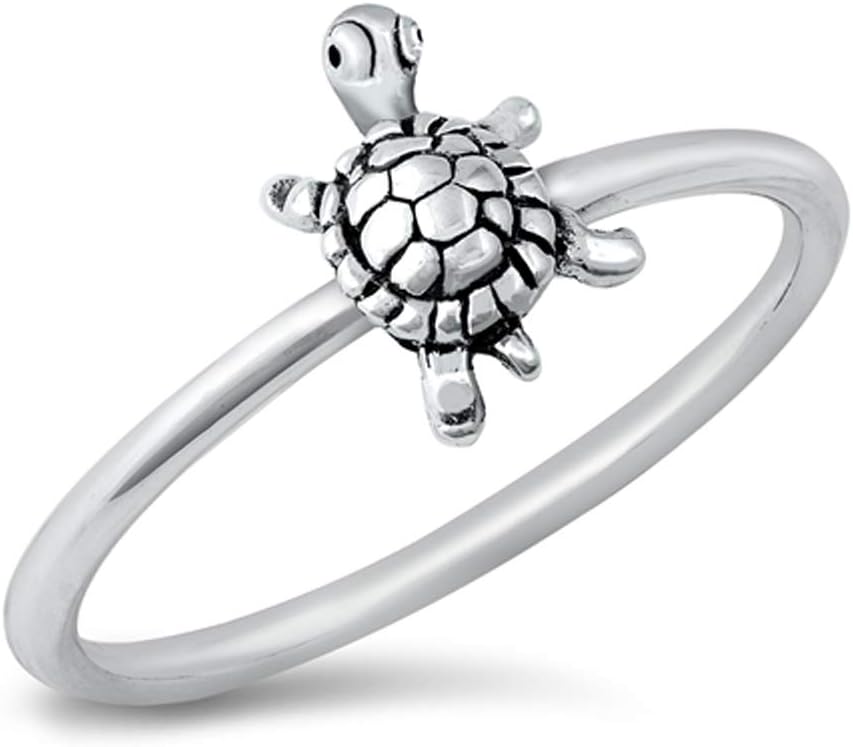 Turtle Animal Ring New .925 Sterling Silver Band Size 6