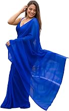 Women's Plain Pure Georgette Saree With Unstitched Blouse Piece