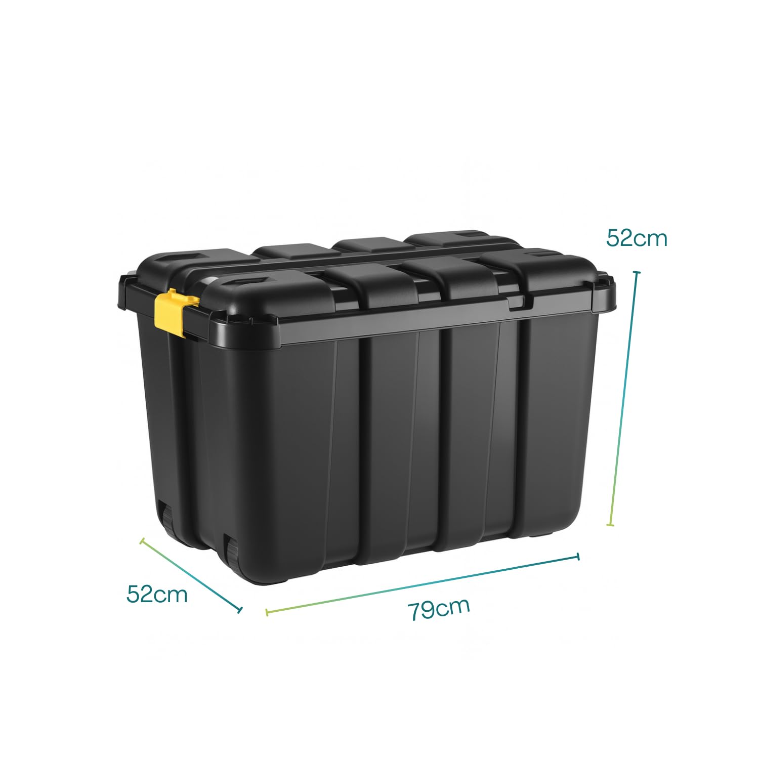 Paluplus Contenitore Box Attrezzi con Ruote, misura 79x52x52 cm e Capacità 150 Litri, Baule Nero con chiusura a Scatto, Box portautensili con coperchio, Organizer Utensili, Fai da Te -5940F-6,9