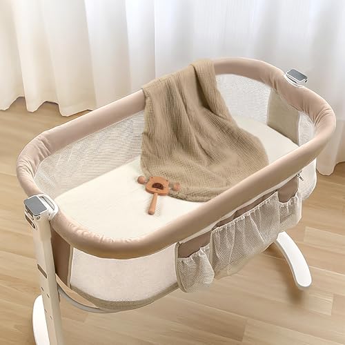 Image of lulumoon Muslin Bassinet Sheets for Baby: Soft Bedside Sleeper Bassinet Fitted Sheets for Boys and Girls