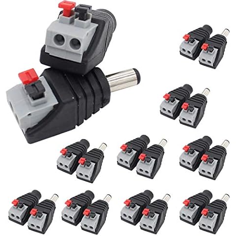 exgoofit DC Power Connector Plug 10 Pairs Male and Female DC Connector 5.5mm x 2.1mm Power Jack Plug Adapter Socket for CCTV Camera and Led Strip Cover