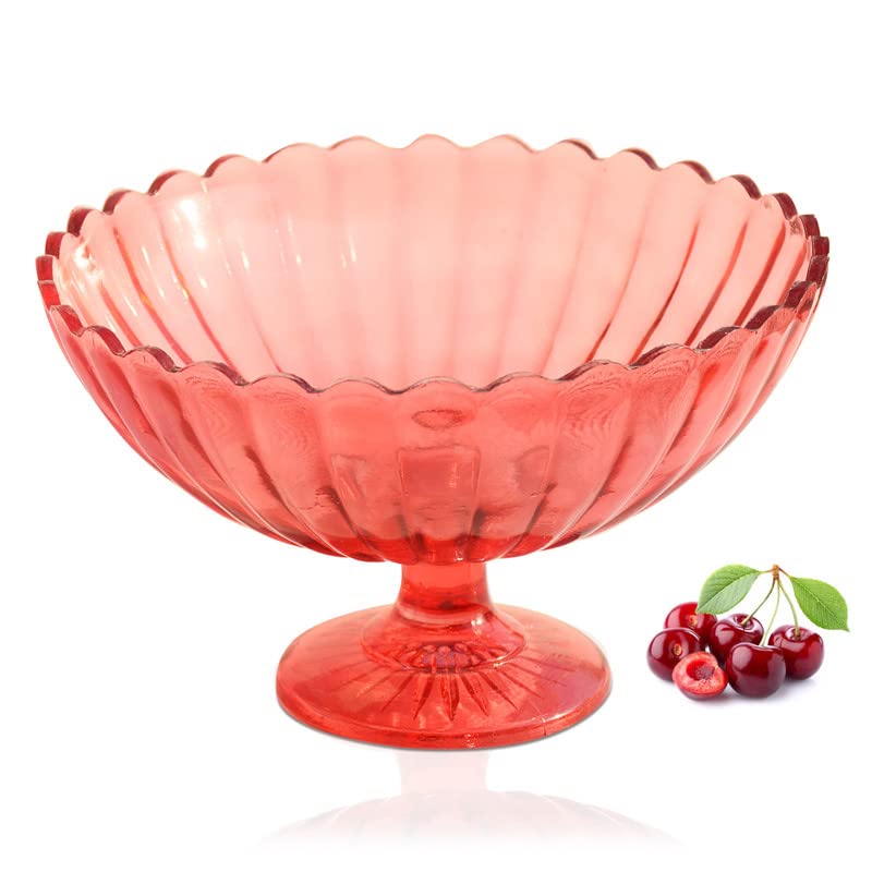 Pure Source India Decorative Glass Fruit Bowl for Vegetable, Fruit, Potpuri, Home Decor and Kitchen Tabletop 4.75inch (RED) (B0C45PYBXJ) Amazon Price History, Amazon Price Tracker