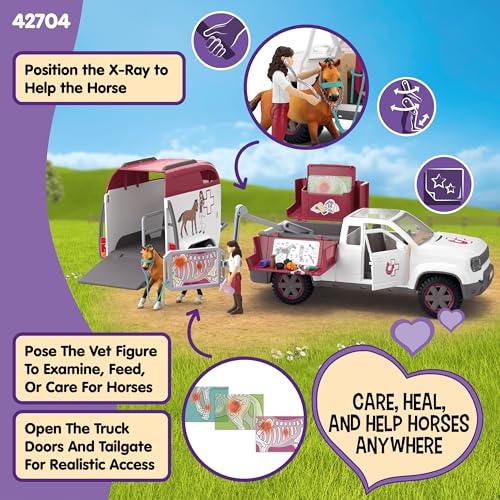 Image of Schleich Horse Club - 90Pc Mobile Vet and Trailer Playset - Kids 5+ | 42704