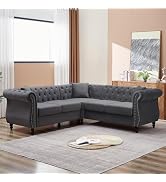 Gray L-Shaped Sleeper Sectional with Chaise and 8 Throw Pillows