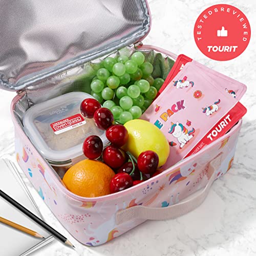 Tourit Reusable Soft Kids Ice Packs For Lunch Box Lunch Bags And Cooler, Bpa Free, Slim And Keep Food Cold Long, Super Cute Ice Packs, Easy To Clean (2 Packs Pink Unicorn #TOP3